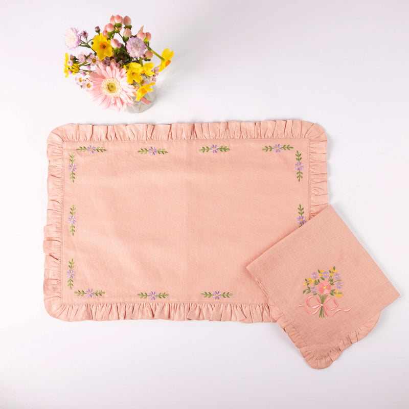 Hand Embroidered Easter Napkins - Set of Four