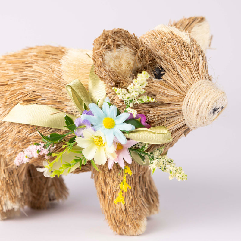 Bristle Piglet with Floral Wreath