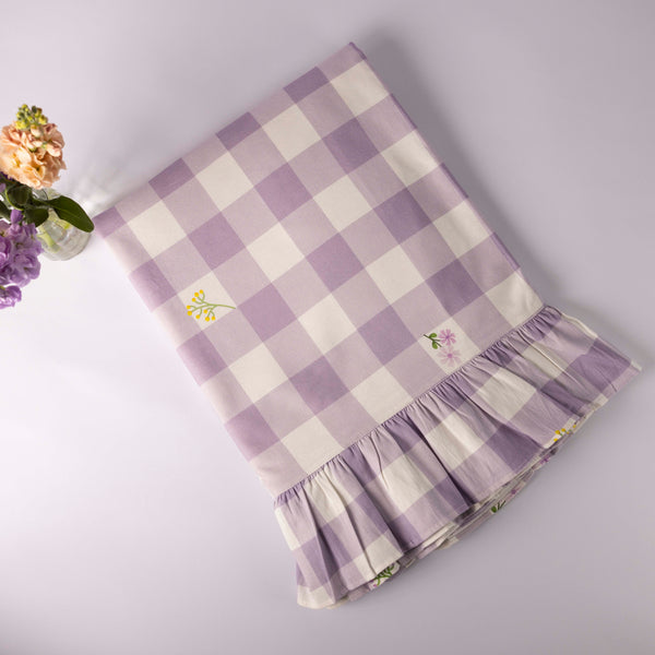 Lilac Floral & Gingham Tablecloth