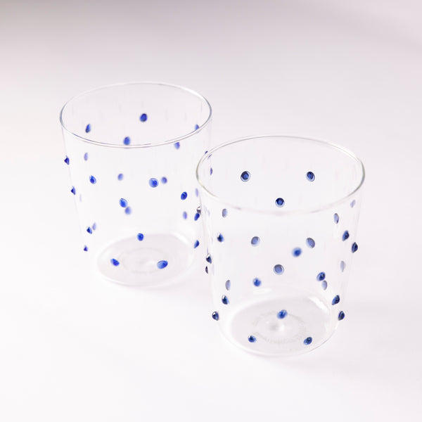 Blue Dotty Glasses - Set of Four