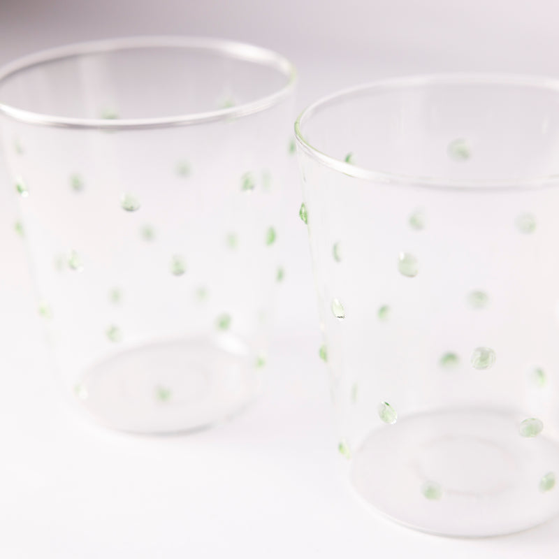 Green Dotty Glasses - Set of Six