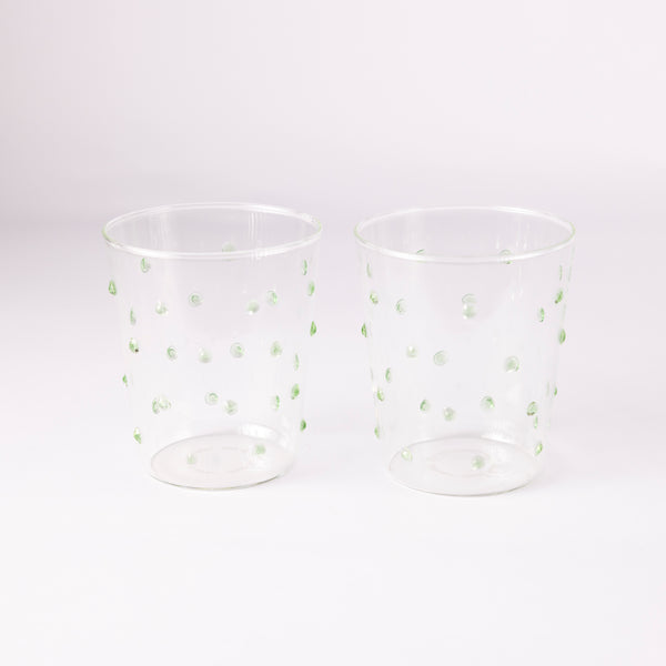 Green Dotty Glasses - Set of Six