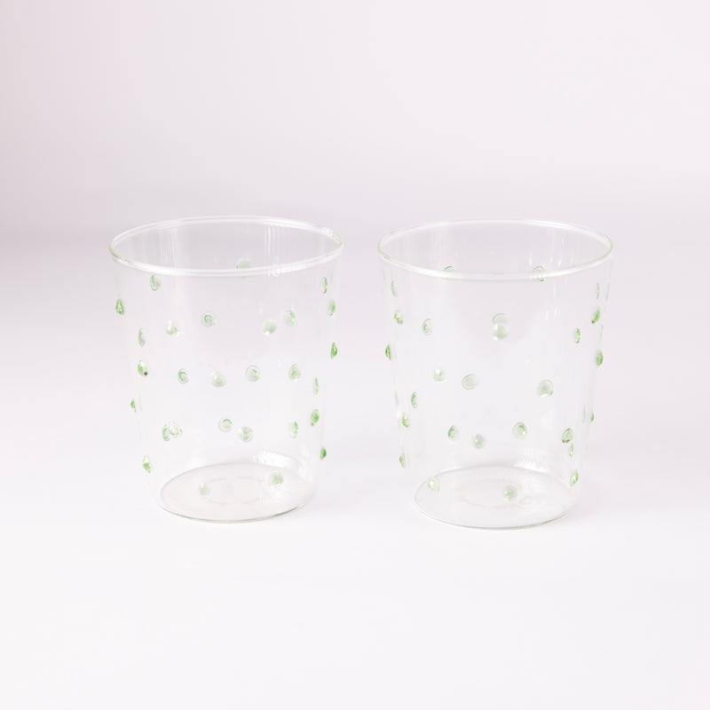 Green Dotty Glasses - Set of Six