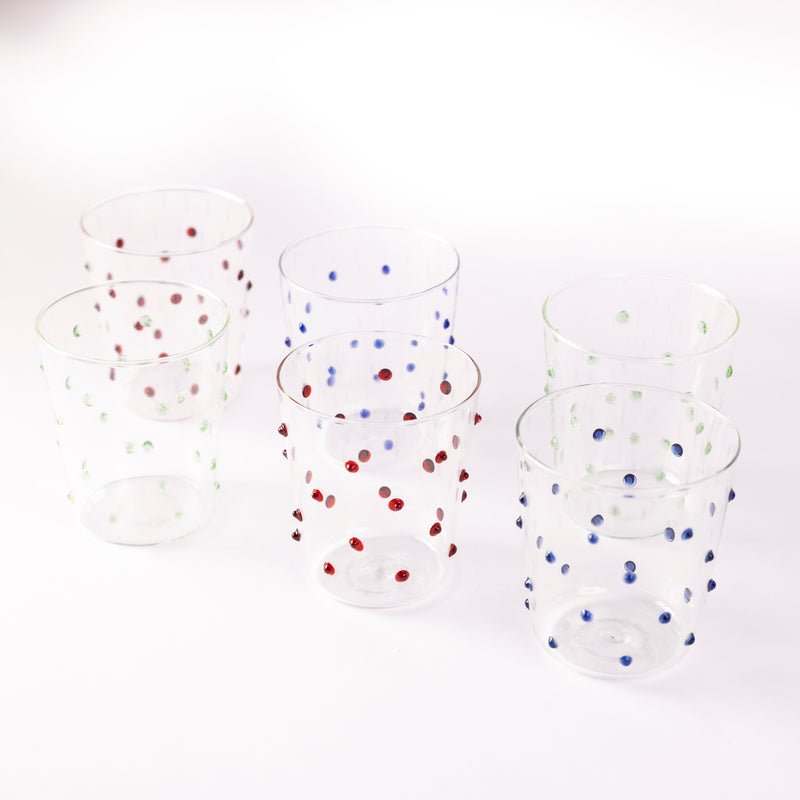 Green Dotty Glasses - Set of Six