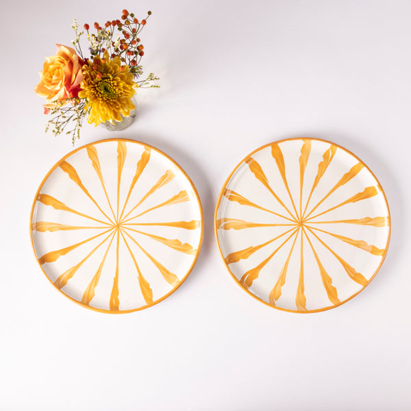 Ochre Candy Cane Ceramic Dinner Plates