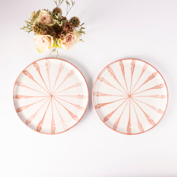 Pale Pink Candy Cane Ceramic Dinner Plates