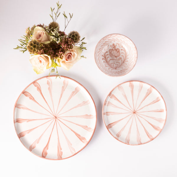 Pale Pink Candy Cane Ceramic Dinner Plates