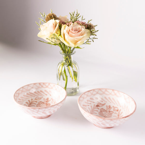 Pale Pink Candy Cane Ceramic Bowl