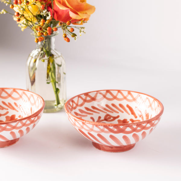 Rust Candy Cane Ceramic Bowl