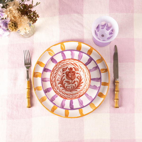 Ochre Candy Cane Ceramic Dinner Plates