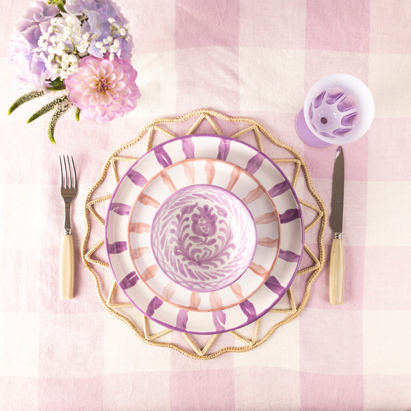 Pale Pink Candy Cane Ceramic Salad Plate