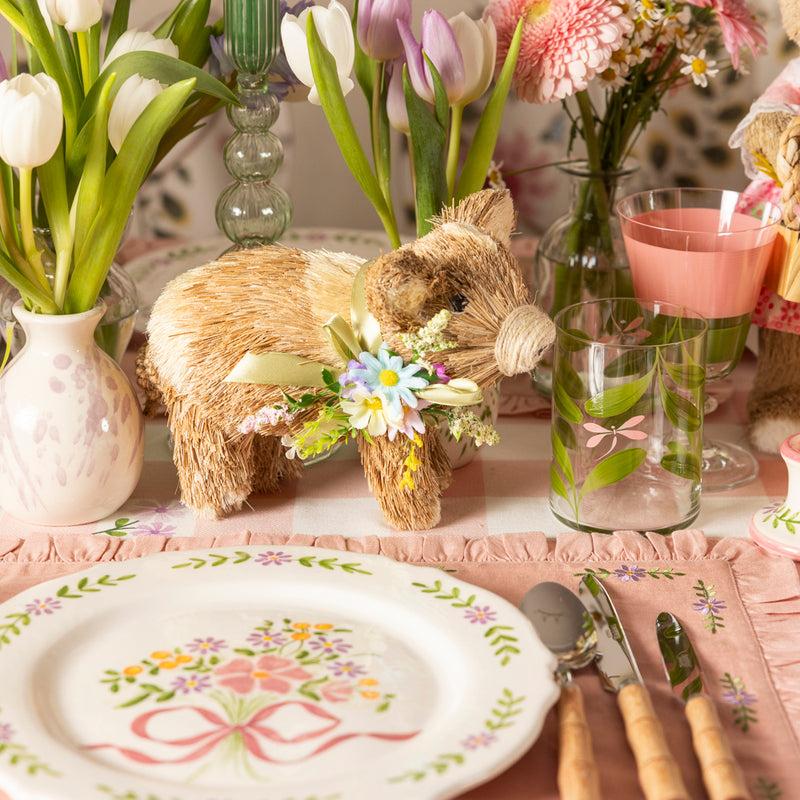 Bristle Piglet with Floral Wreath