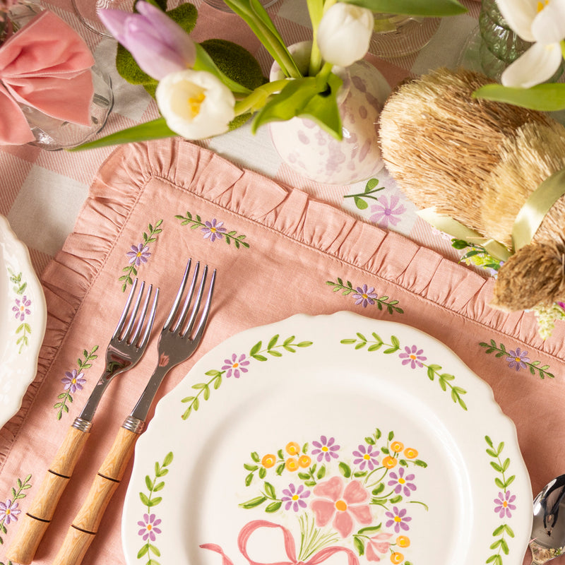 Hand Embroidered Floral Placemats - Set of Four