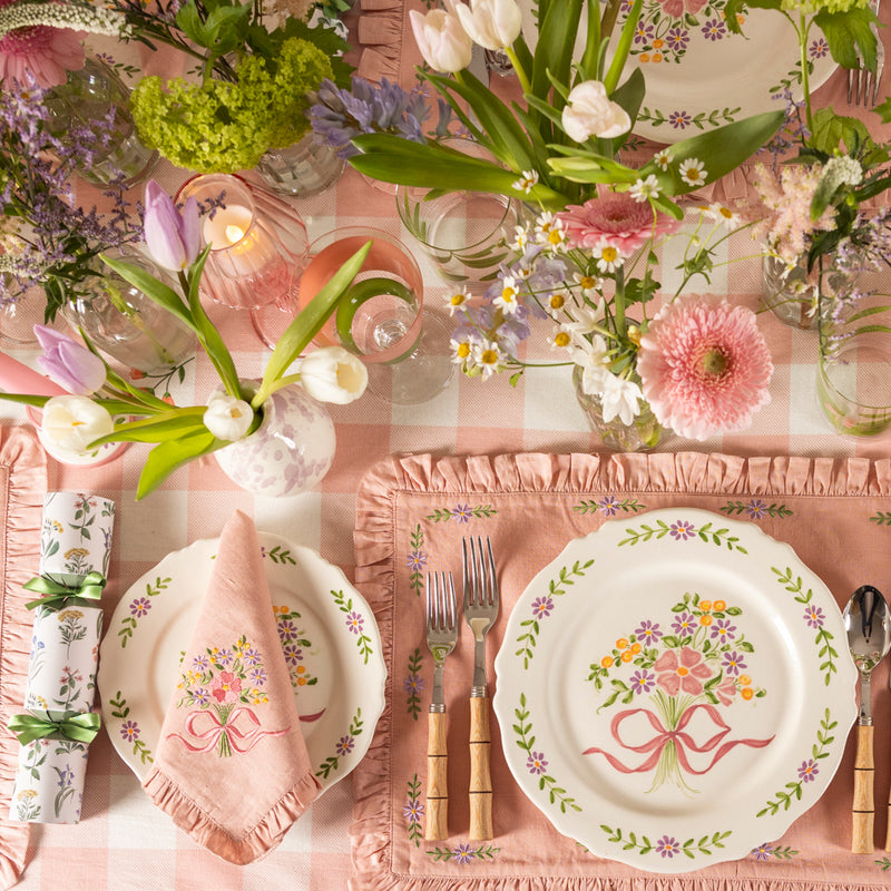 Hand-painted Scalloped Edger Floral Posy Dinner Plates - Set of Four