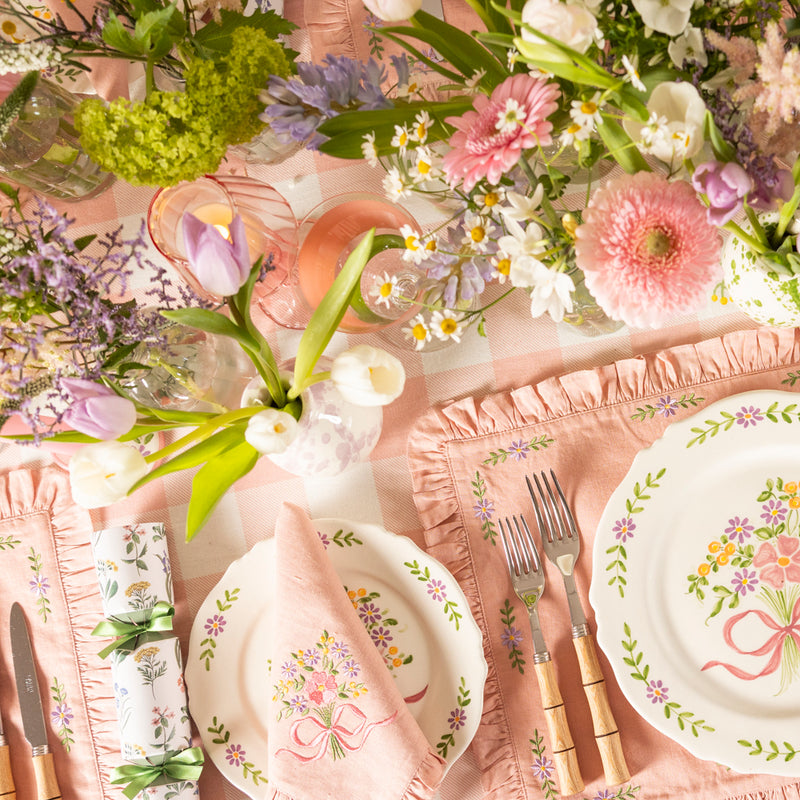 Hand-painted Scalloped Edger Floral Posy Starter Plate - Set of Four