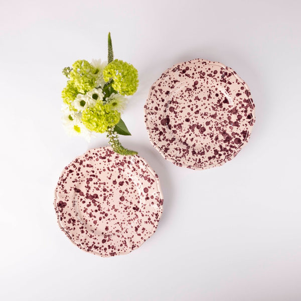 Scalloped Edge Splatter Plate - Pink & Aubergine