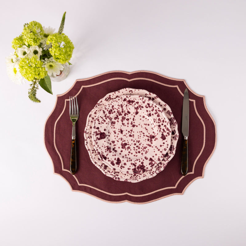 Scalloped Edge Splatter Plate - Pink & Aubergine Starter