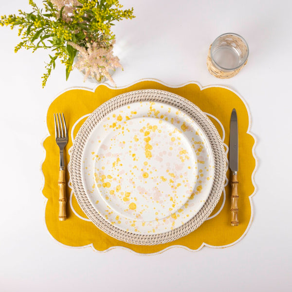 Scalloped Edge Splatter Plate - Pink & Yellow Dinner