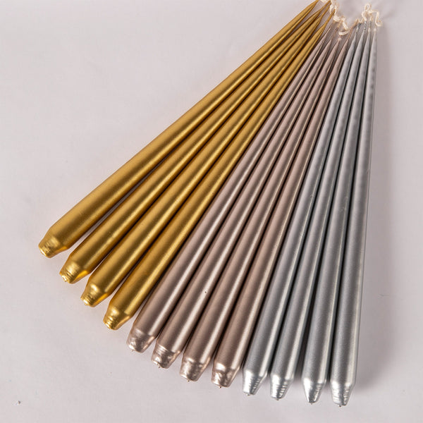 Set Of Four Tapered Candles - Gold