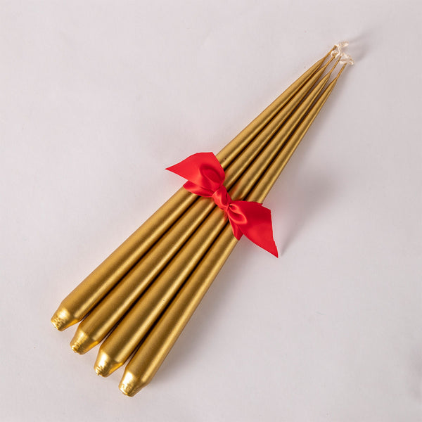 Set Of Four Tapered Candles - Gold