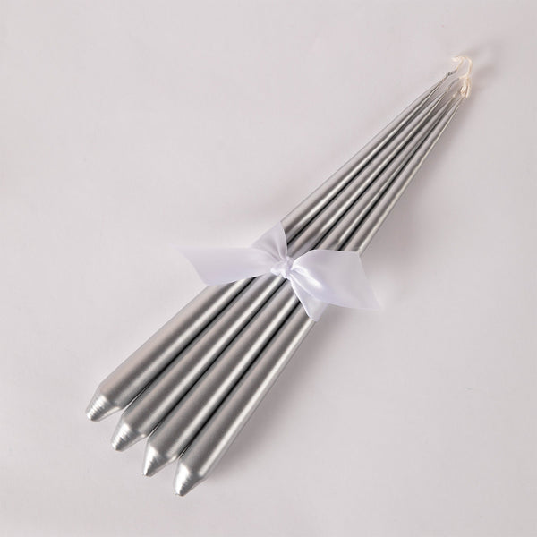 Set of Four Tapered Candles - Silver