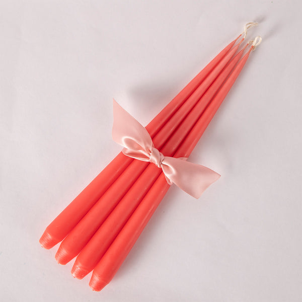 Set of Four Tapered Candles - Coral