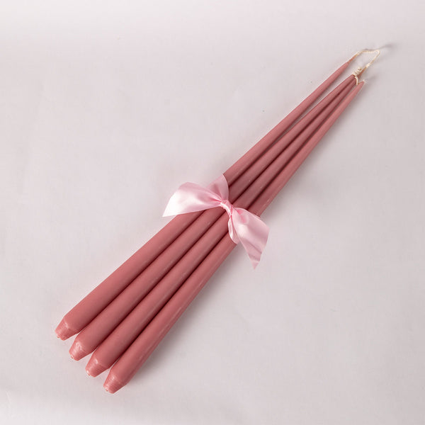Set of Three Tapered Candles - Old Rose