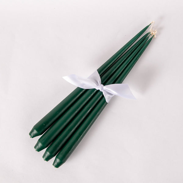 Set of Four Tapered Candles - Dark Green