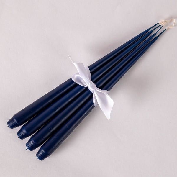 Set of Four Tapered Candles - Royal Navy Blue