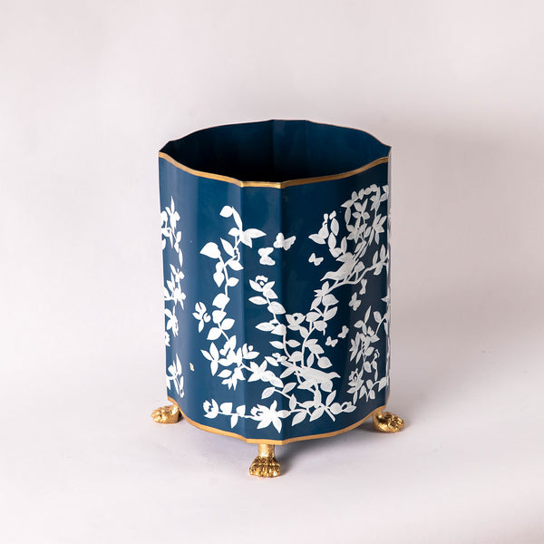 Navy & Ivory White Footed Wastepaper Basket