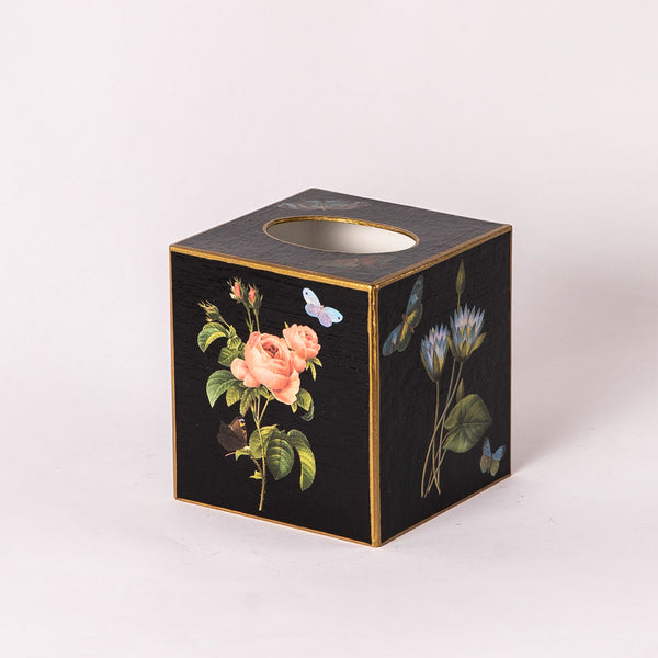 Pink Roses, Hydrangea & Blue Irises Tissue Box