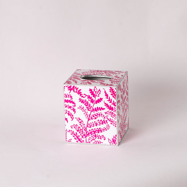 Raspberry Lacy Fern Tissue Box