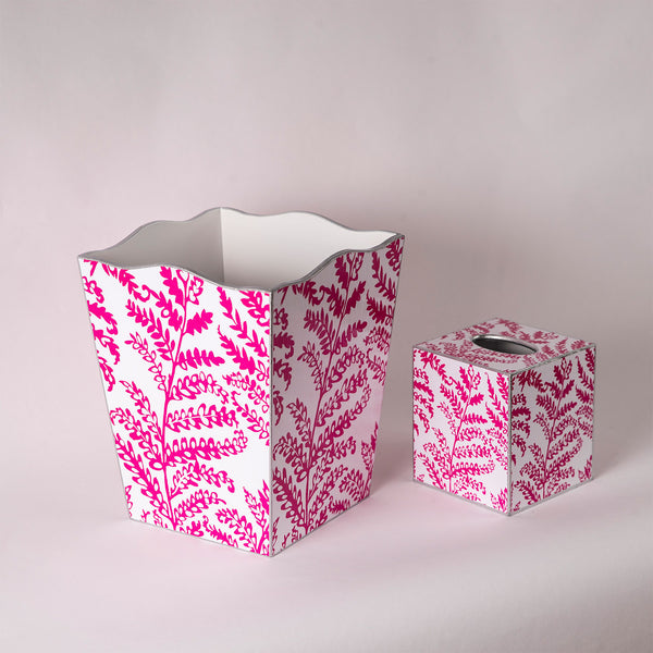 Raspberry Lacy Fern Tissue Box