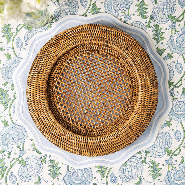 Set of Four Rattan Charger Plates - Brown