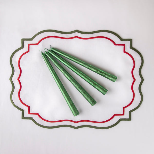 Christmas Green Candles - Set of Four