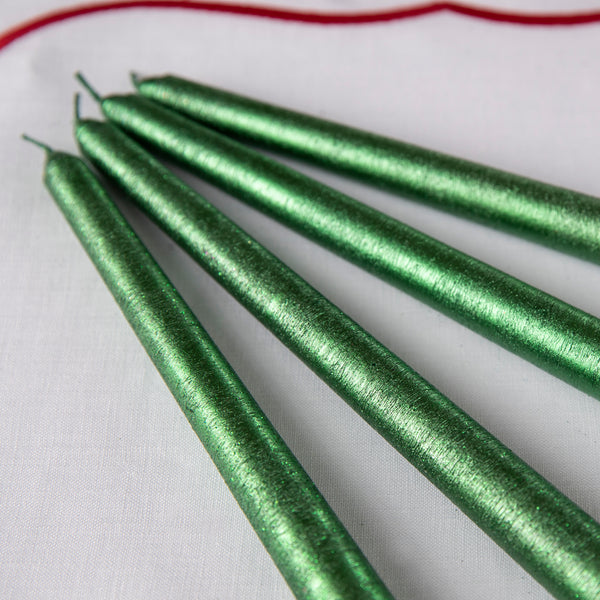 Christmas Green Candles - Set of Four