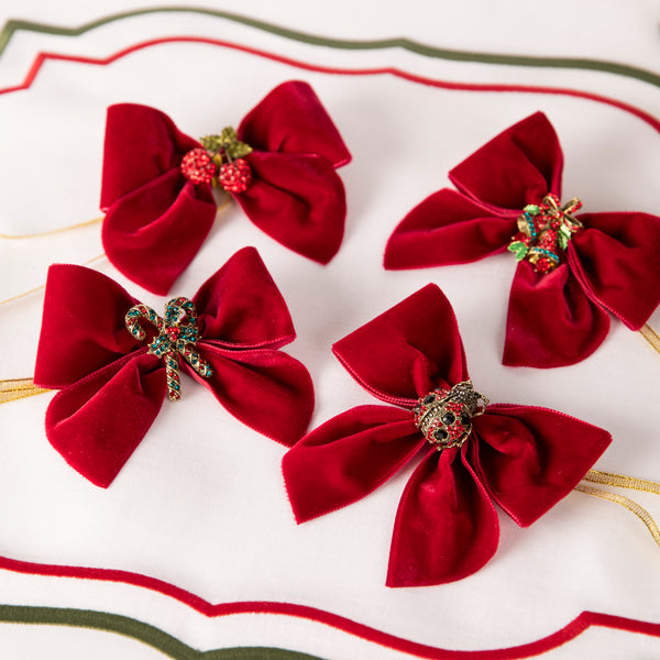 Luxury Velvet Bow Napkin Rings