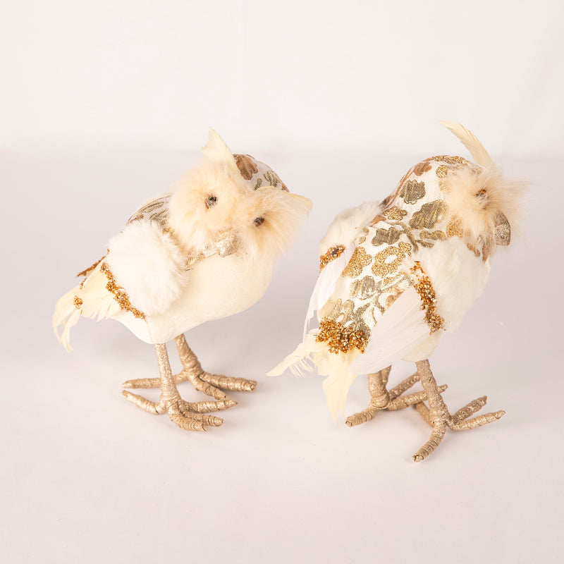 Set of Two Feather Owls