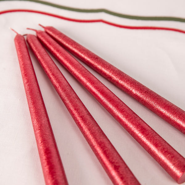 Christmas Red Candles - Set of Four