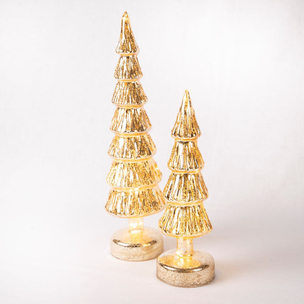 Gold Glass Lit Christmas Trees