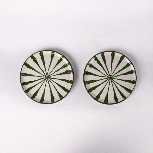 Candy Cane Ceramic Salad Plates - Set of Two - Green