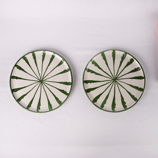 Candy Cane Ceramic Dinner Plates - Set of two - Green