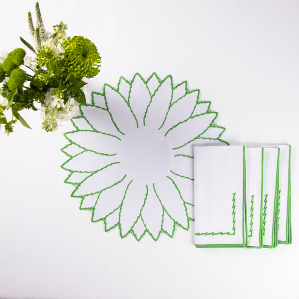 White And Green Abacaxi Napkin - Set Of Four