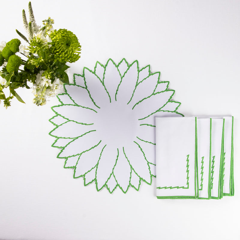White And Green Abacaxi Napkin - Set Of Four