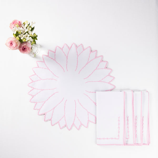 White And Pink Abacaxi Napkin - Set of Four
