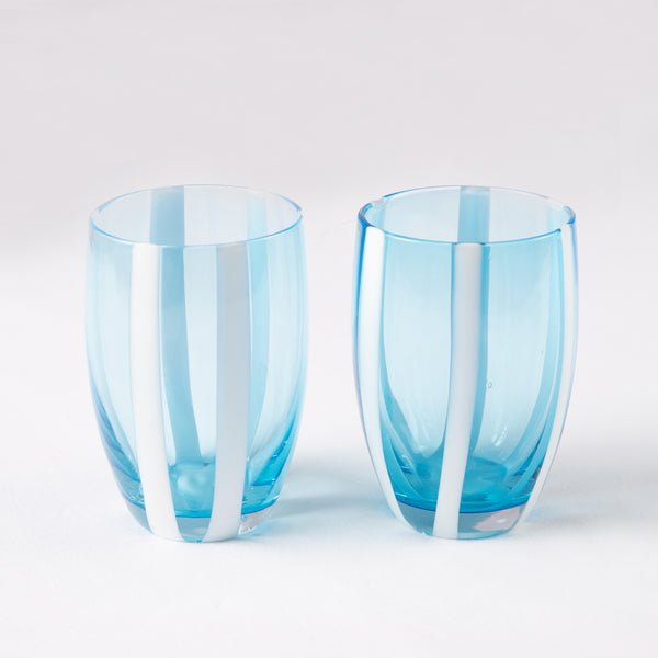 Aquamarine Gessato Glasses - Set Of Two