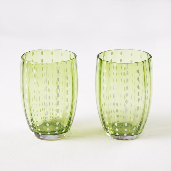 Apple Green Perle Glasses - Set of Two