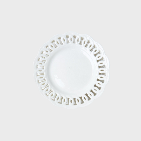 Set of Four White Lace Starter Plates