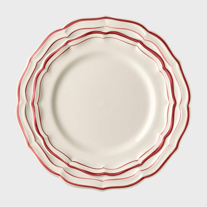 Red Scallop Edge Dinner Plate
